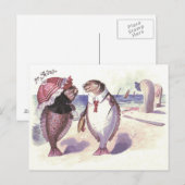 Fish Couple Beach Zee Oceaan Briefkaart (Voorkant / Achterkant)