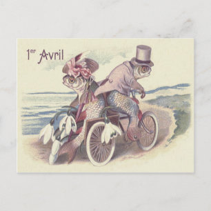 Fish Couple Bicycle Zee Ocean Lily Briefkaart