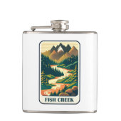 Fish Creek Oregon Kleuren Heupfles (Voorkant)