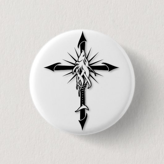 Fish-Cross_Shadow Ronde Button 3,2 Cm (Voorkant)