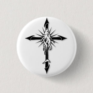Fish-Cross_Shadow Ronde Button 3,2 Cm
