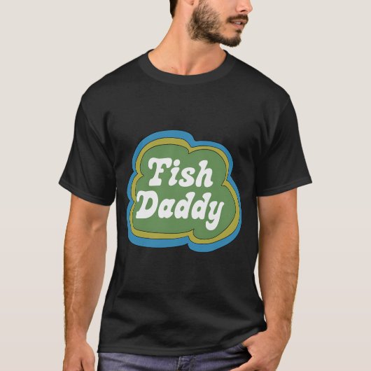 Fish Daddy (Groen op Blauw) T-shirt (Voorkant)