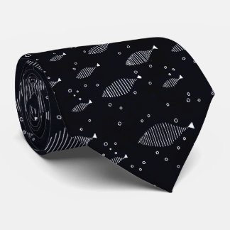 fish design black and white stropdas