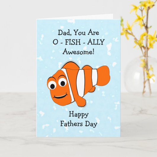 Fish Design gepersonaliseerde Vaderdag Kaart (Gele Bloem)