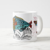 fish design mug/needle punch design/elements grote koffiekop (Voorkant rechts)