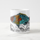 fish design mug/needle punch design/elements grote koffiekop (Voorkant)
