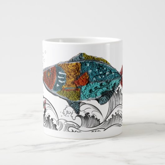 fish design mug/needle punch design/elements grote koffiekop (Voorkant)
