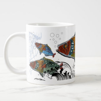 fish design mug/needle punch design/elements grote koffiekop