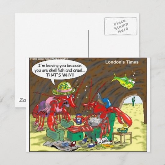 Fish Divorce Funny Cartoon Gifts T - shirts Collec Briefkaart (Voorkant / Achterkant)