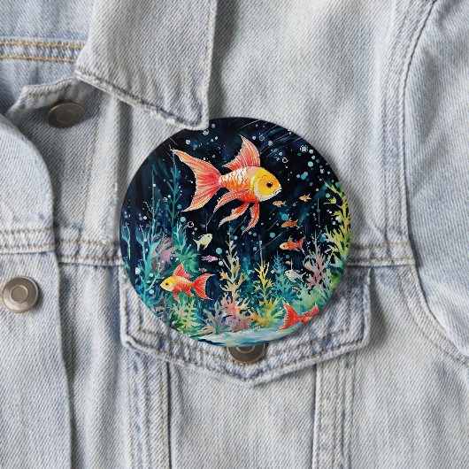 Fish Dreamland, aquariumperfectie, Ronde Button 4,0 Cm (In situ)