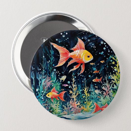 Fish Dreamland, aquariumperfectie, Ronde Button 4,0 Cm (Voorkant /achterkant)
