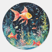 Fish Dreamland, aquariumperfectie, Ronde Sticker (Voorkant)