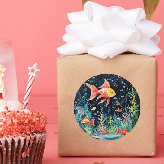 Fish Dreamland, aquariumperfectie, Ronde Sticker (Feest)