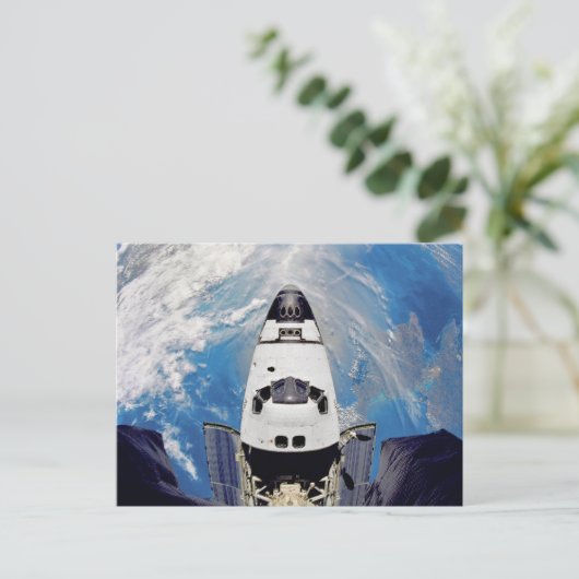Fish Eye Uitzicht Space Shuttle Atlantis Earth Orb Briefkaart (Staand voorkant)