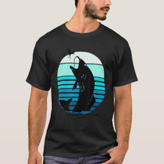 Fish Fishing Fisher Fisherman Retro Vintage Sunset T-shirt