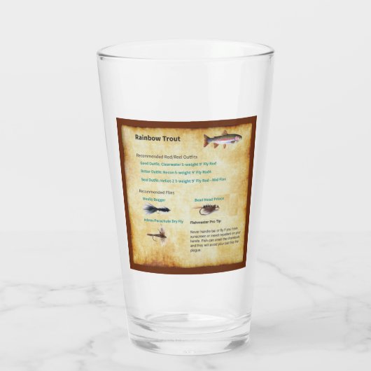 Fish Flashcards op een pint glas - Rainbow Trout (Achterkant)