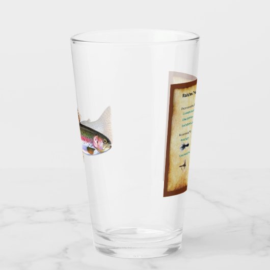 Fish Flashcards op een pint glas - Rainbow Trout (Links)