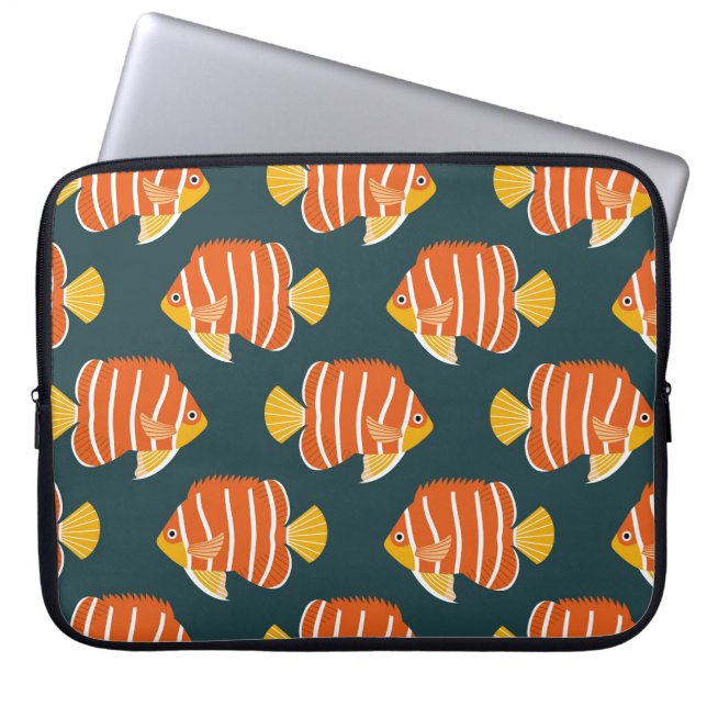 Fish Frenzy:  naadloos ontwerp Laptop Sleeve (Voorkant)