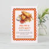 Fish Fry & Chips – Casual Seafood Party Invitation Kaart (Staand voorkant)