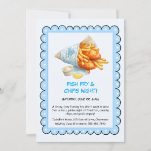 Fish Fry & Chips - Casual Seafood Party Uitnodigin Kaart