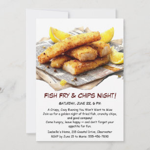 Fish Fry & Chips - Casual Seafood Party Uitnodigin Kaart