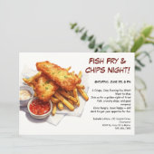Fish Fry & Chips - Casual Seafood Party Uitnodigin Kaart (Staand voorkant)