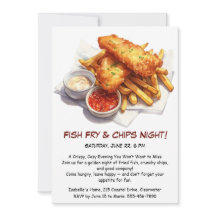 Fish Fry & Chips - Casual Seafood Party Uitnodigin