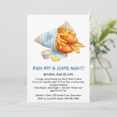 Fish Fry & Chips - Casual Seafood Party Uitnodigin Kaart (Staand voorkant)