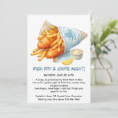 Fish Fry & Chips - Casual Seafood Party Uitnodigin Kaart (Staand voorkant)