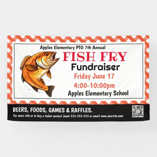 FISH fry Fondsenwerving PTO PTA Kerk Banner (Horizontaal)