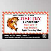 FISH fry Fondsenwerving PTO PTA Kerk Banner Poster (Voorkant)