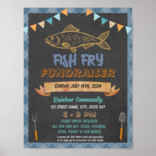 Fish Fry Fundraiser evenement sjabloon Poster (Voorkant)