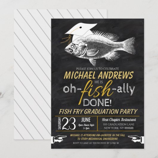 Fish Fry Graduation Party Uitnodiging (Voorkant / Achterkant)