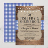 Fish Fry Verloving Blauwe Douche Garnalen Kook Kaart (Voorkant / Achterkant)