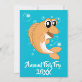 Fish Fry Zeevruchten Kook Party w Oranje Gele Vis Kaart (Voorkant)