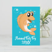 Fish Fry Zeevruchten Kook Party w Oranje Gele Vis Kaart (Staand voorkant)