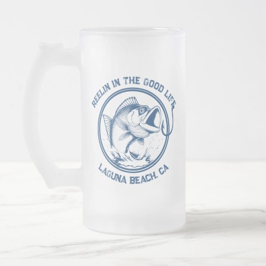 Fish-Funny-Reelin in het goede leven Matglas Bierpul (Links)