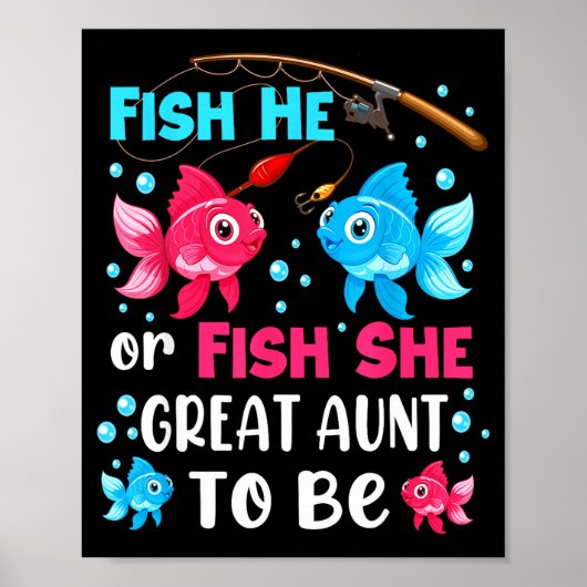 Fish He Or Fish She Gender Reveal Family Great Aun Poster (Voorkant)