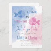 Fish-he or Fish-she gender reveal invitation Kaart (Voorkant / Achterkant)