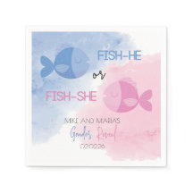 Fish-he or Fish-she gender reveal napkins