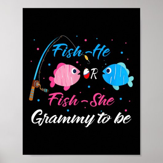 Fish-he Or Fish-she Grammy To Be Gender Reveal Bab Poster (Voorkant)