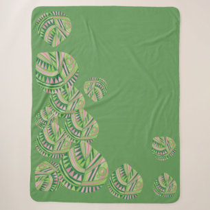 Fish Head Leaves Jazz V Groen Stoffig Roze 4 Sherpa Deken