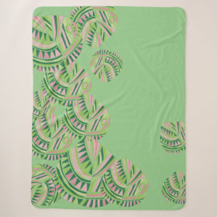 Fish Head Leaves Jazz V Mint Dusty Pink 4 Sherpa Deken