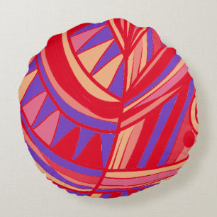 Fish Head Leaves Jazz V Sinaasappel Paarse Rood Rond Kussen