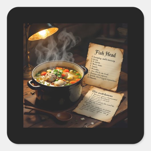 Fish head soup caribbean vierkante sticker (Voorkant)