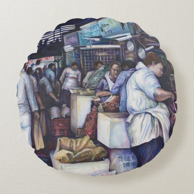 Fish Head Soup, Singapore Rond Kussen (Voorkant)