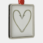 Fish Hook Heart Metalen Ornament (Rechts)