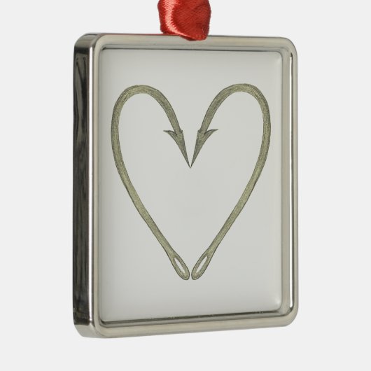 Fish Hook Heart Metalen Ornament (Rechts)
