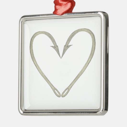 Fish Hook Heart Metalen Ornament (Links)