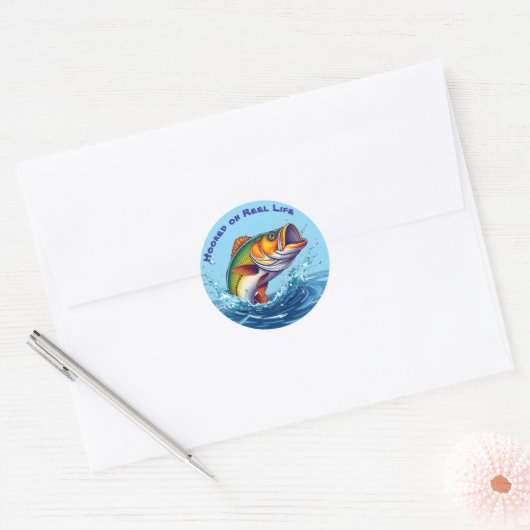 Fish-hooked op het echte leven ronde sticker (Envelop)